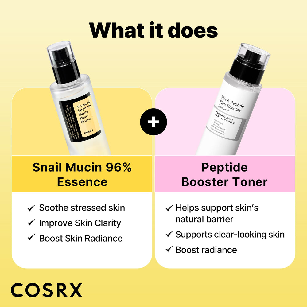 COSRX Snail Mucin booster toner application demonstrates quick absorption.
