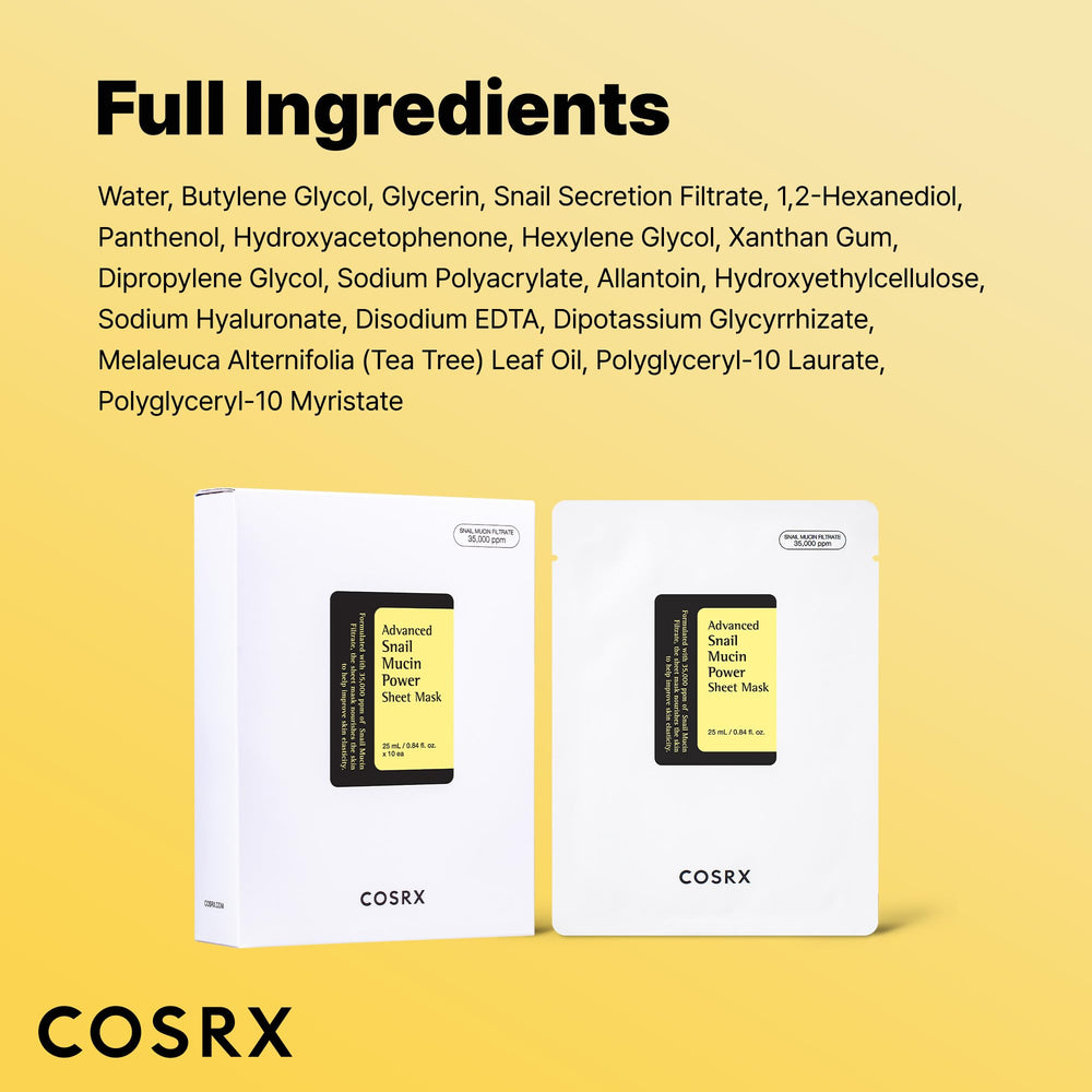 COSRX Snail Mucin Sheet Mask free of parabens and sulfates