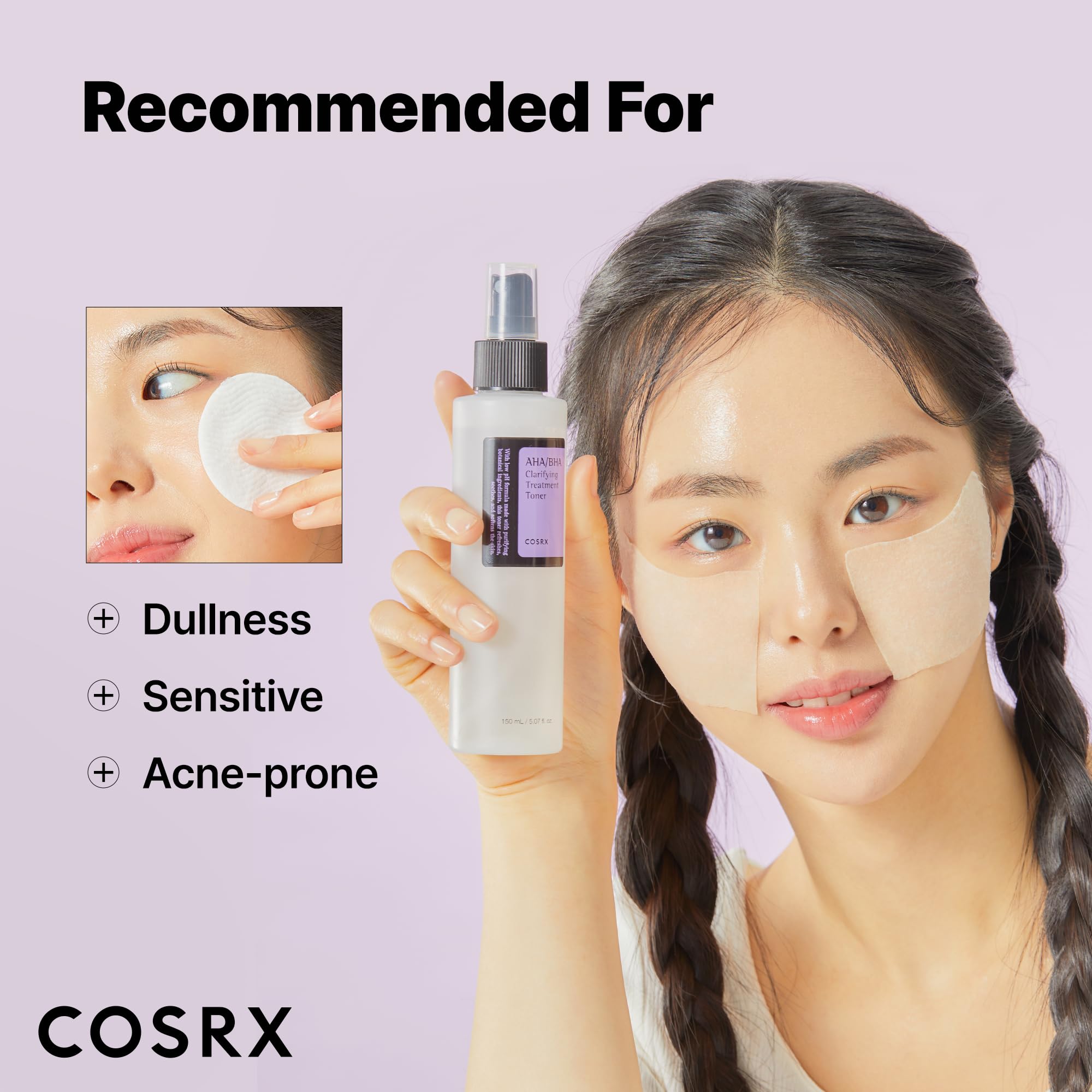 COSRX bottle with cotton pad used as toner mask application