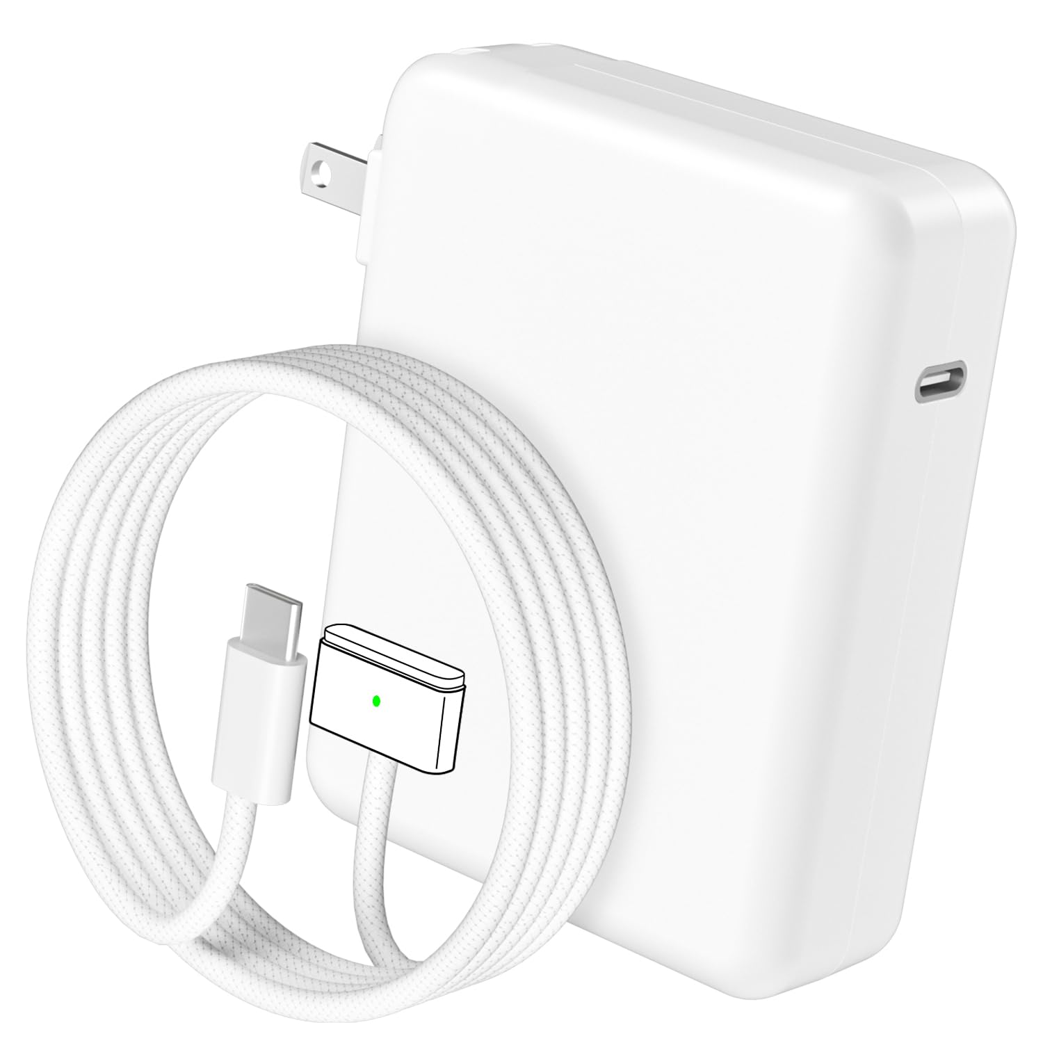 Costumebase 140W MacBook Pro charger on desk with compact design.