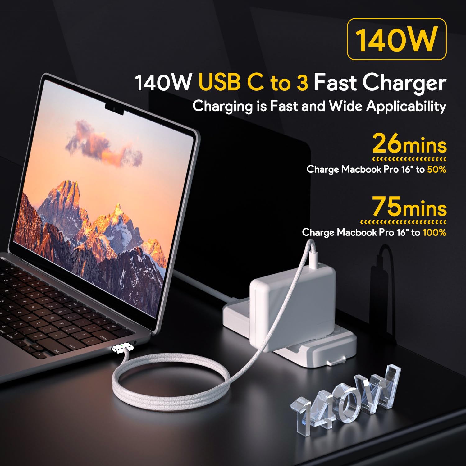 Costumebase USB-C to T-Tip braided cable 6.6ft highlights durability.