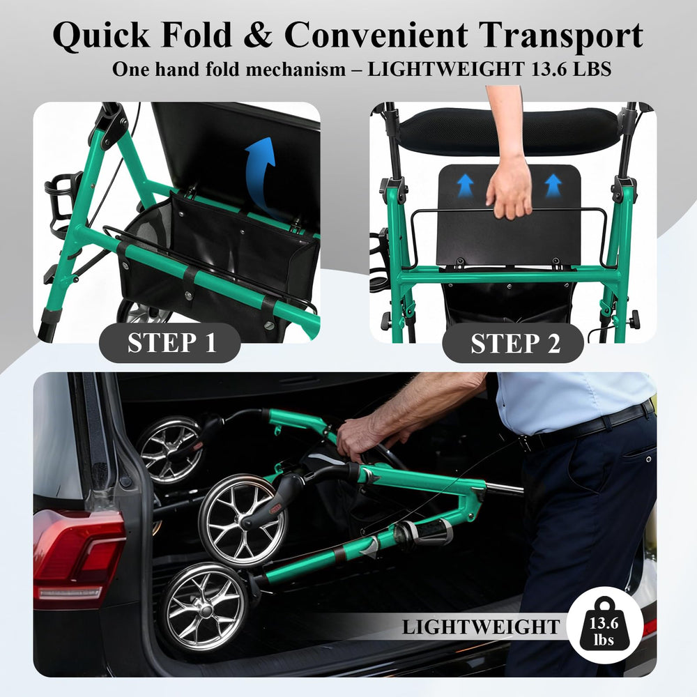 Cosydora Rollator compact fold fits into small trunks and closets.