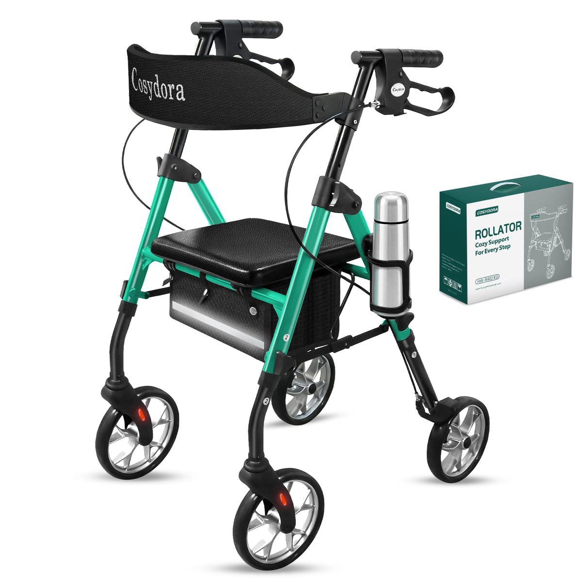 Cosydora Rollator seat provides a comfortable resting area for longer strolls.