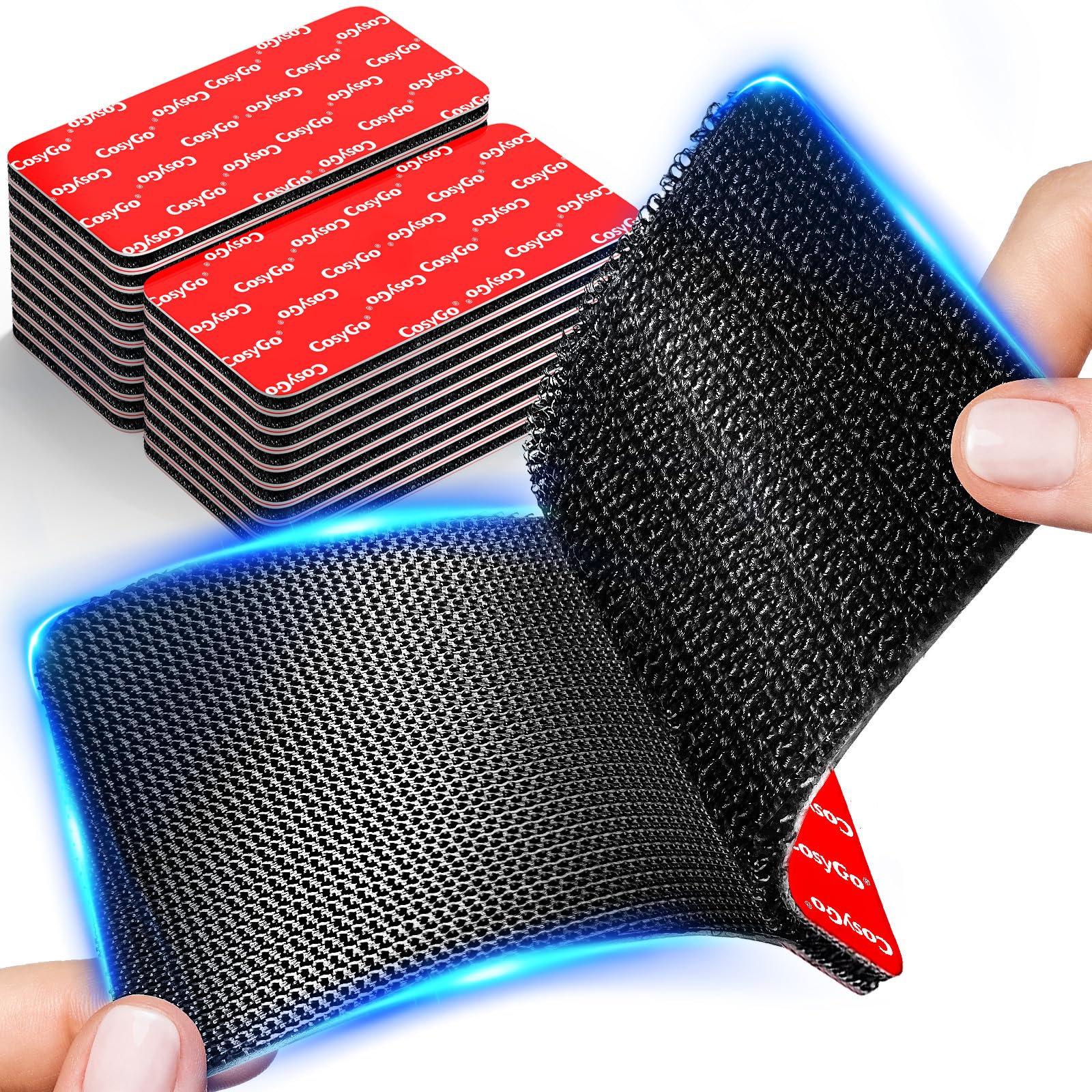 CosyGo adhesive hook-and-loop strip demonstrates strong grip on multiple surfaces