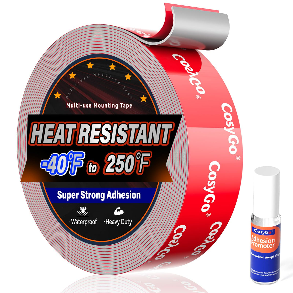 Cosygo heavy duty tape on outdoor surface demonstrates strong adhesive performance.