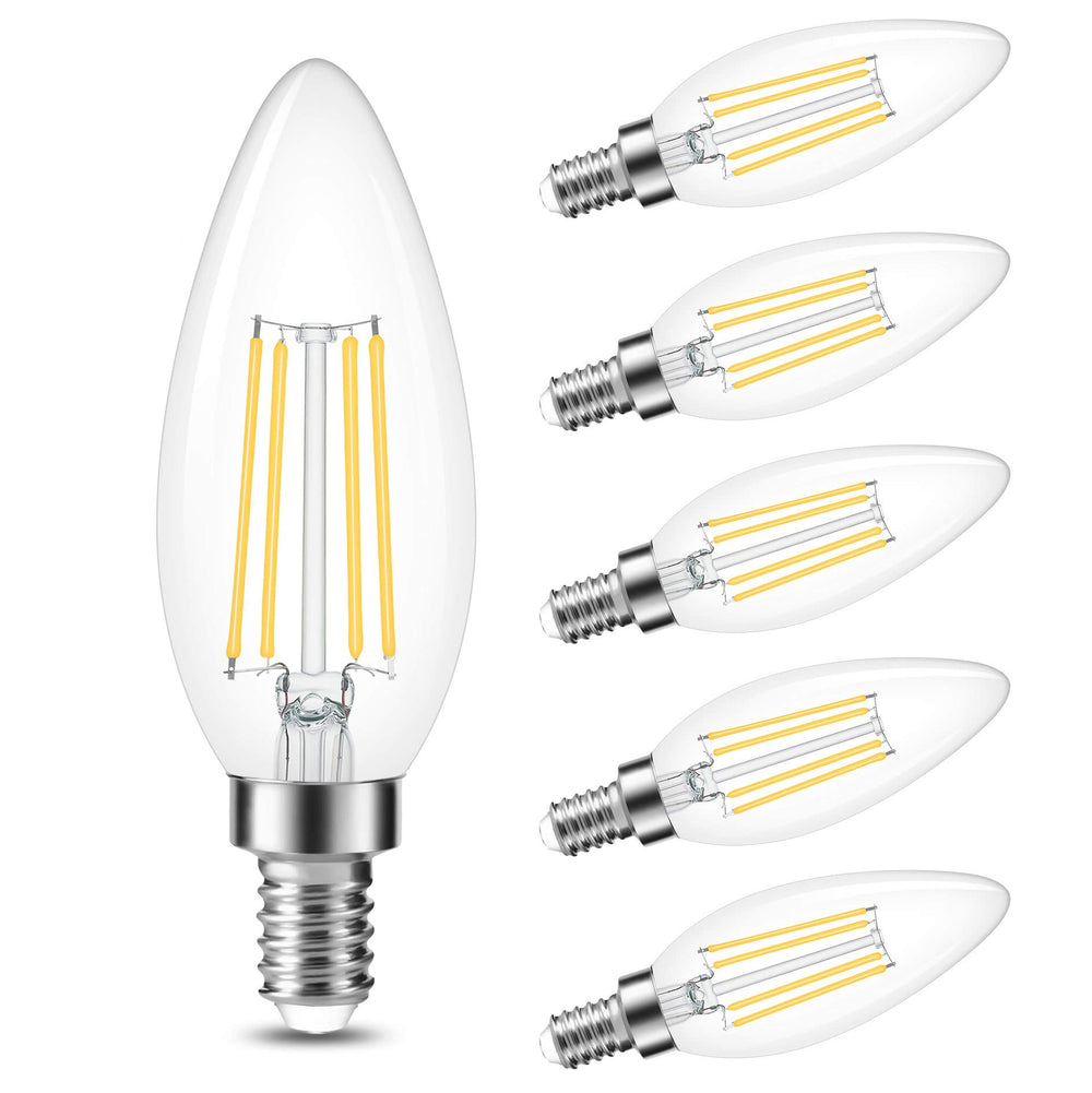 Cotanic dimmable E12 bulb with clear glass enhances chandeliers with decorative glow.