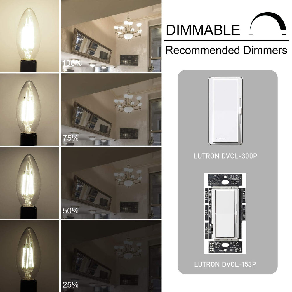 Cotanic E12 LED bulbs fitted in ceiling fans dim smoothly for movie nights.