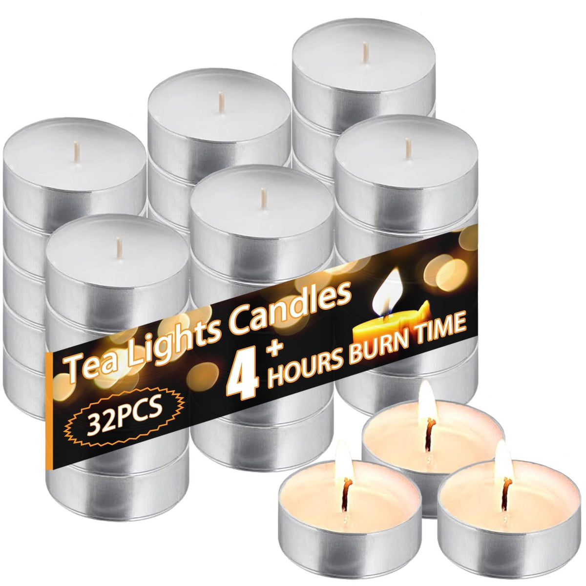 COTELEEC tea light candle bulk 32pcs white for events and home ambiance.