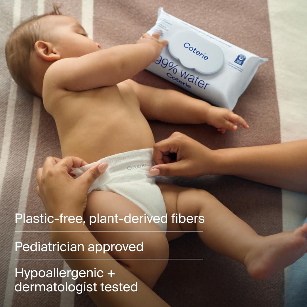 Coterie wipes are hypoallergenic and dermatologist tested for delicate skin.