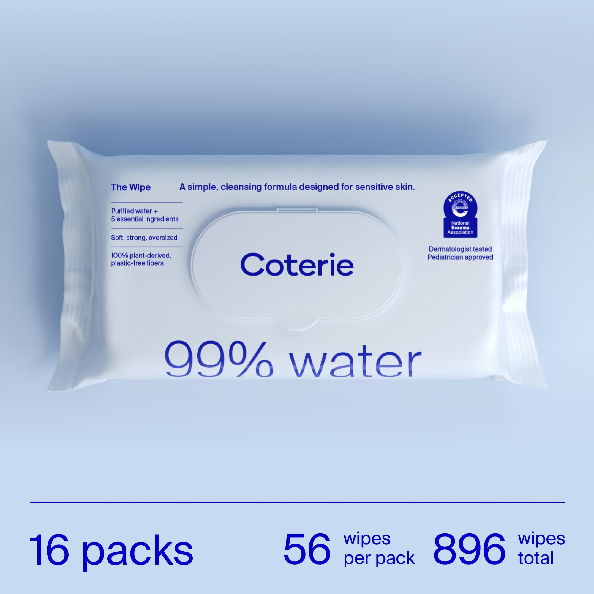 Coterie wipes boast up to 30% larger surface area for bigger mess coverage.