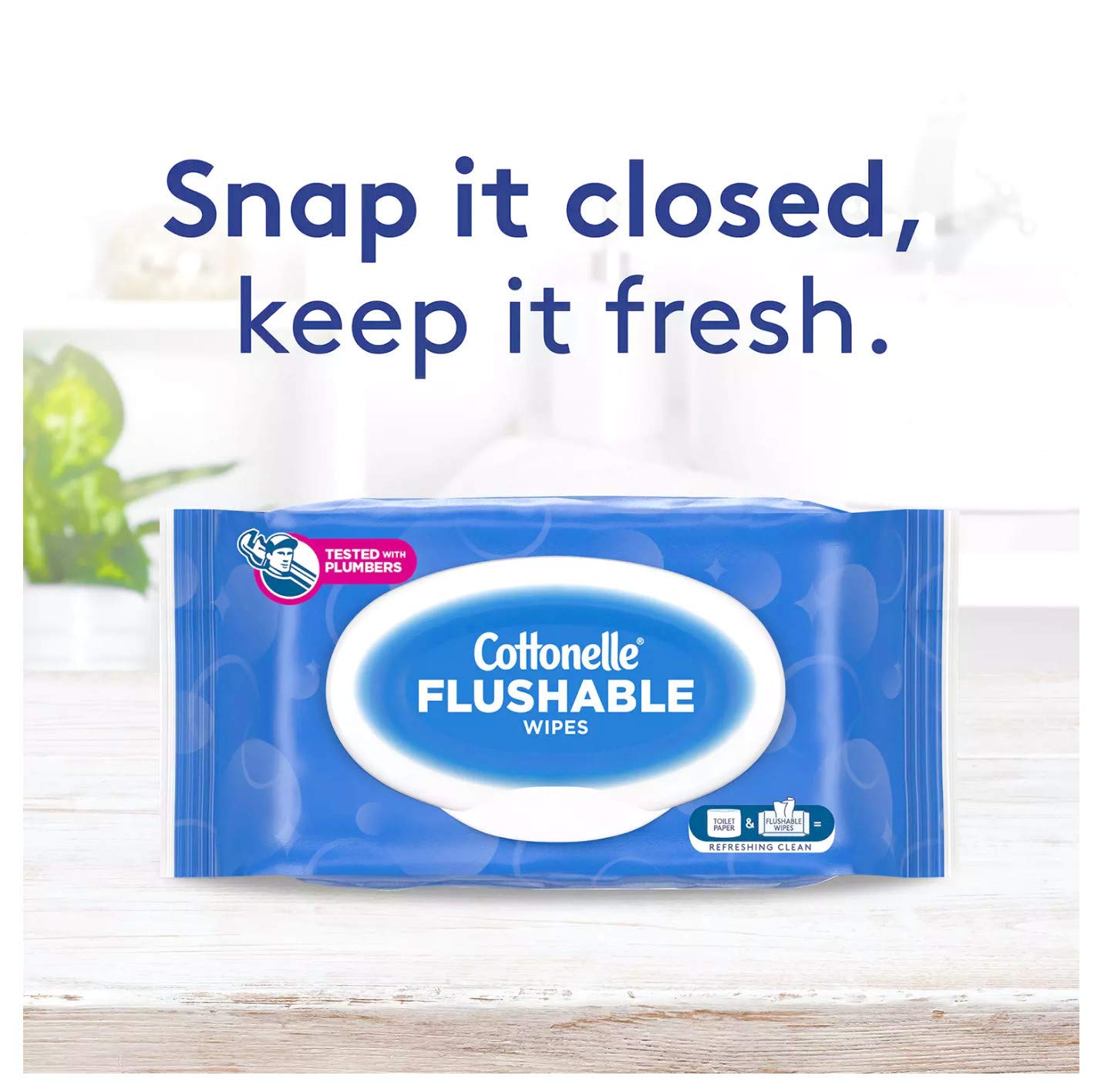 Cottonelle Fresh Care flushable cleansing cloths bathroom routine scene demonstrates practical daily use