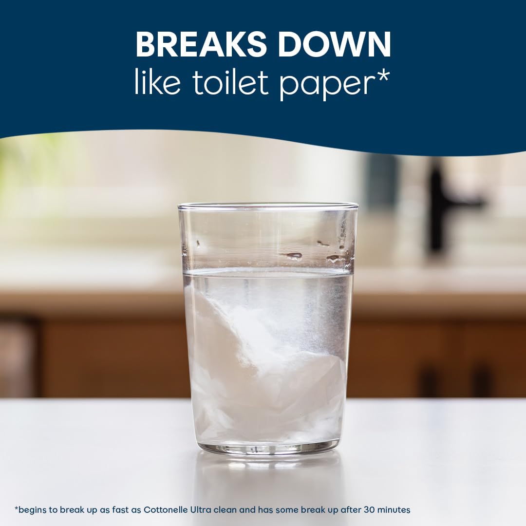 Close-up of a Cottonelle XL wipe being pulled for use.