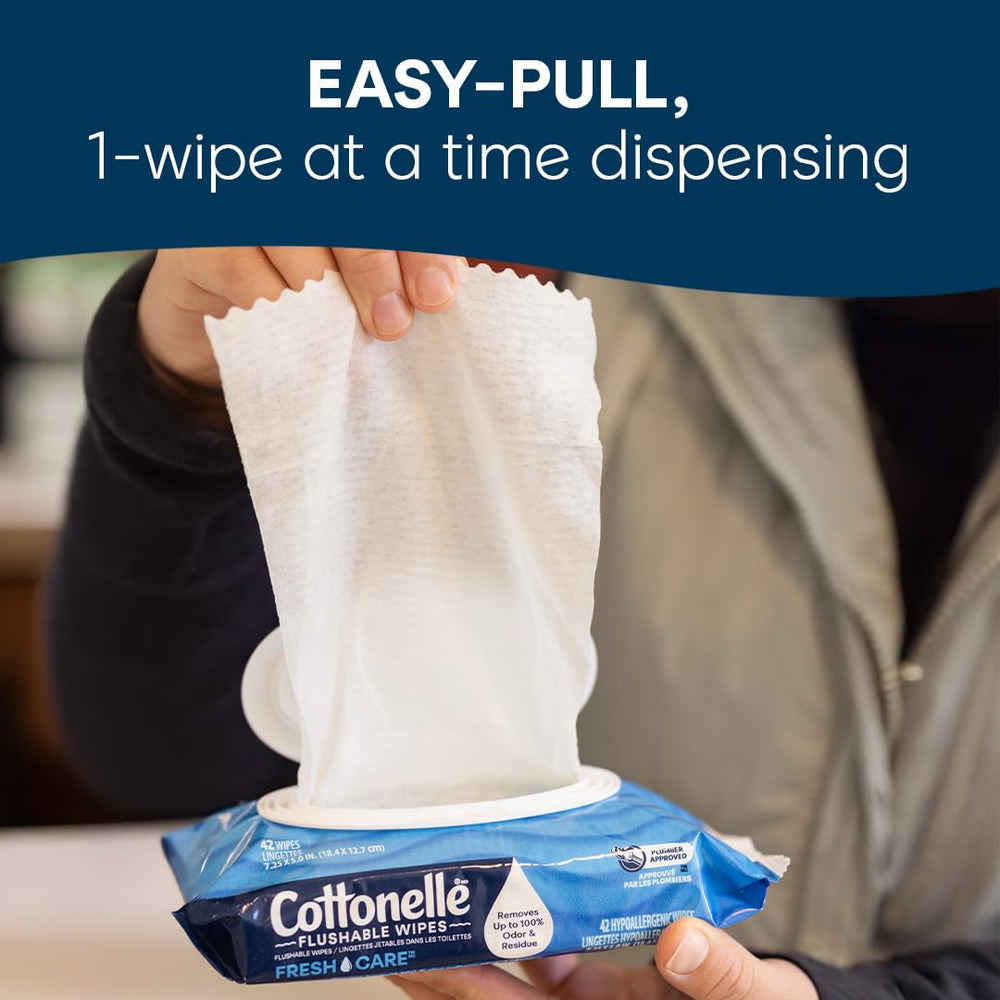 Septic-safe icon shown for Cottonelle XL flushable wipes.