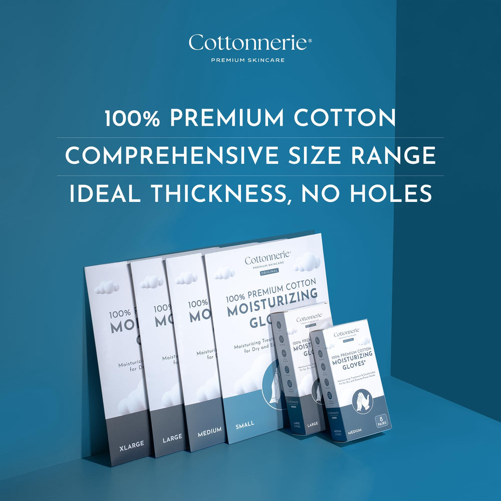 Cottonnerie glove close-up shows soft natural cotton fibers for sensitive skin.