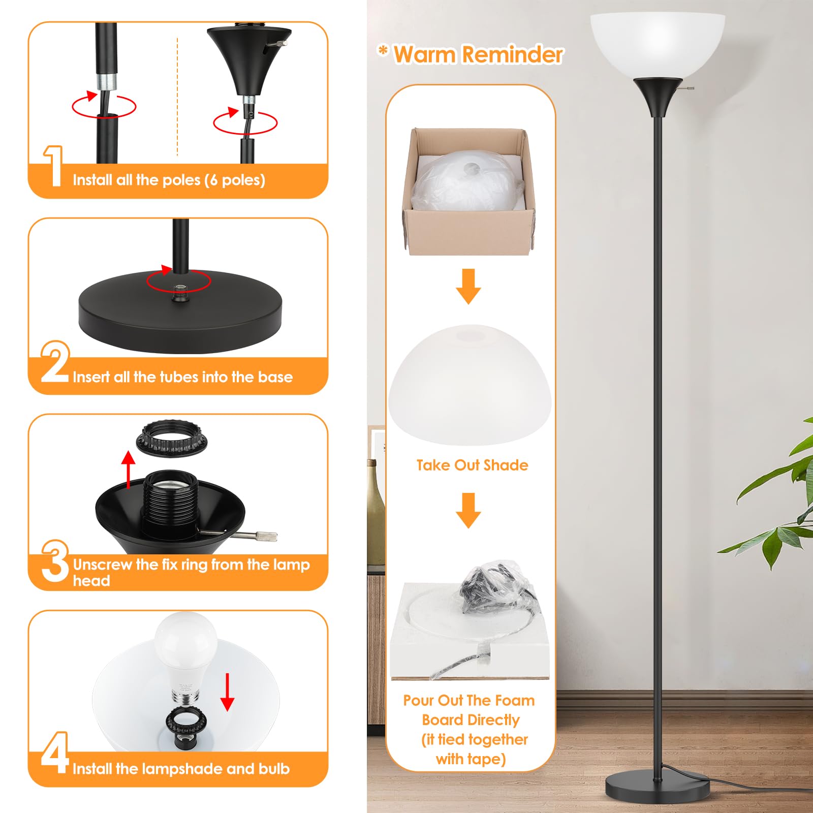 Coucrek floor lamp weighted base improves safety.