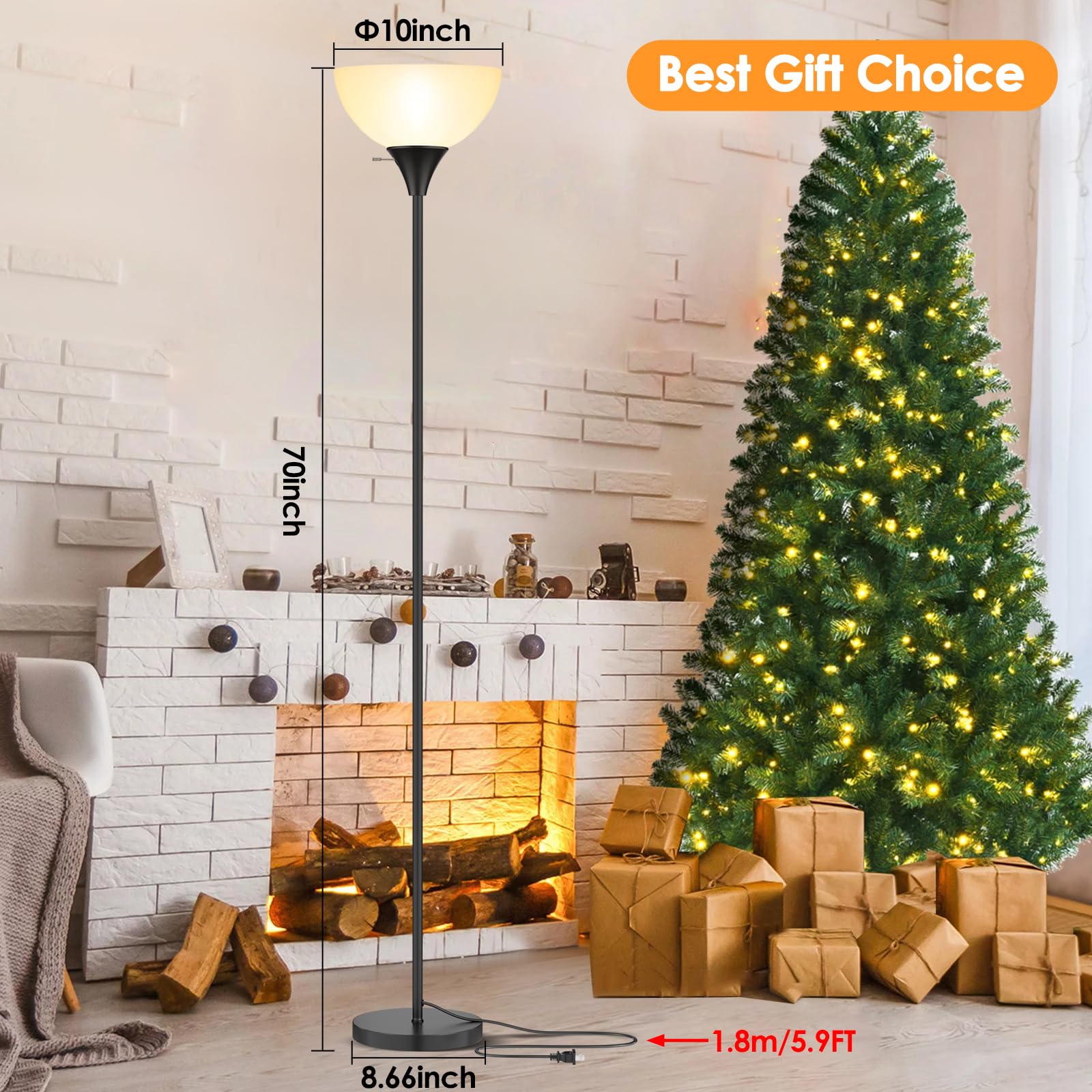 Coucrek floor lamp slim profile fits tight floor spaces.