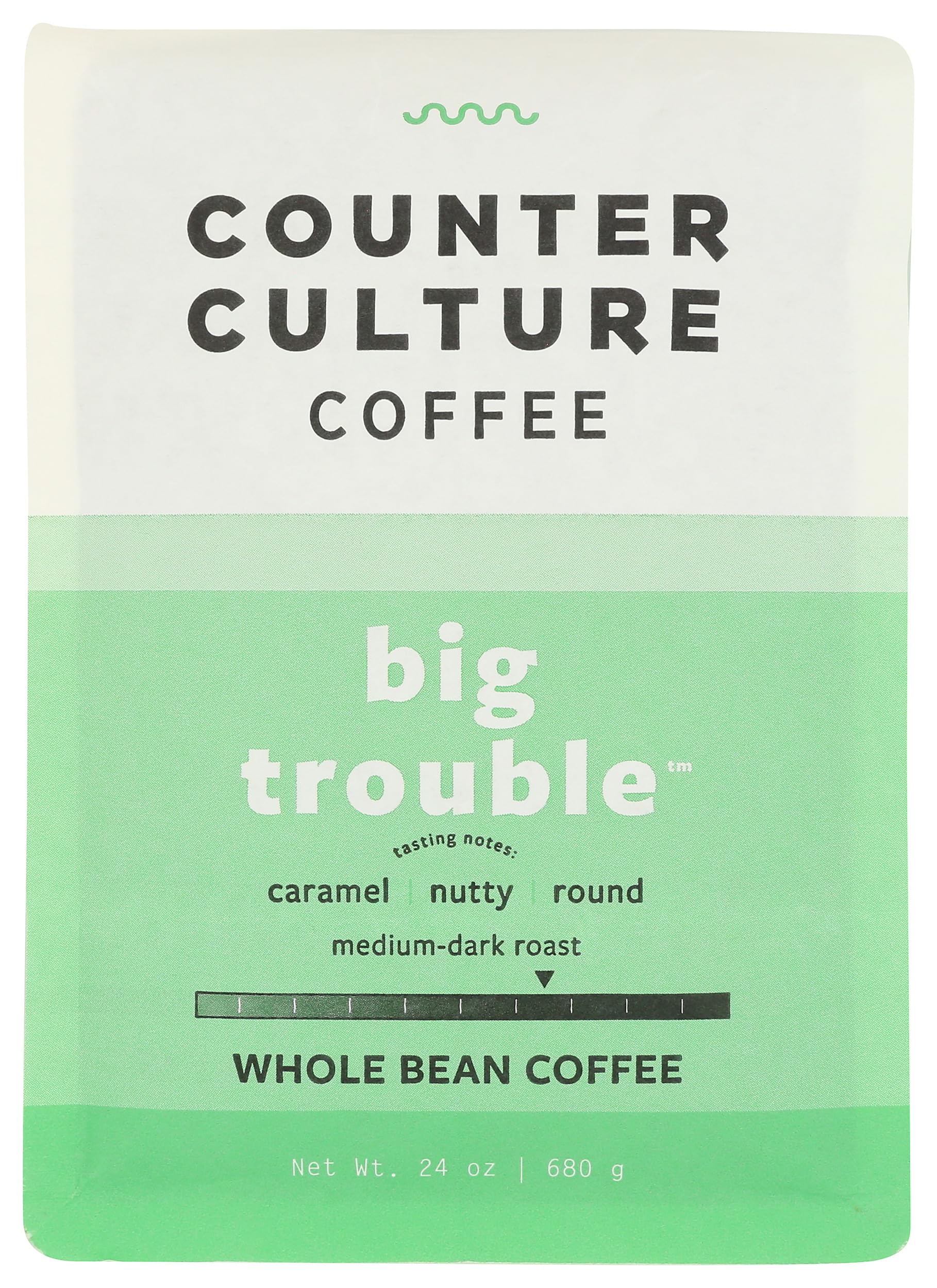 Counter Culture Big Trouble beans closeup highlighting premium whole-bean texture for rich brews.