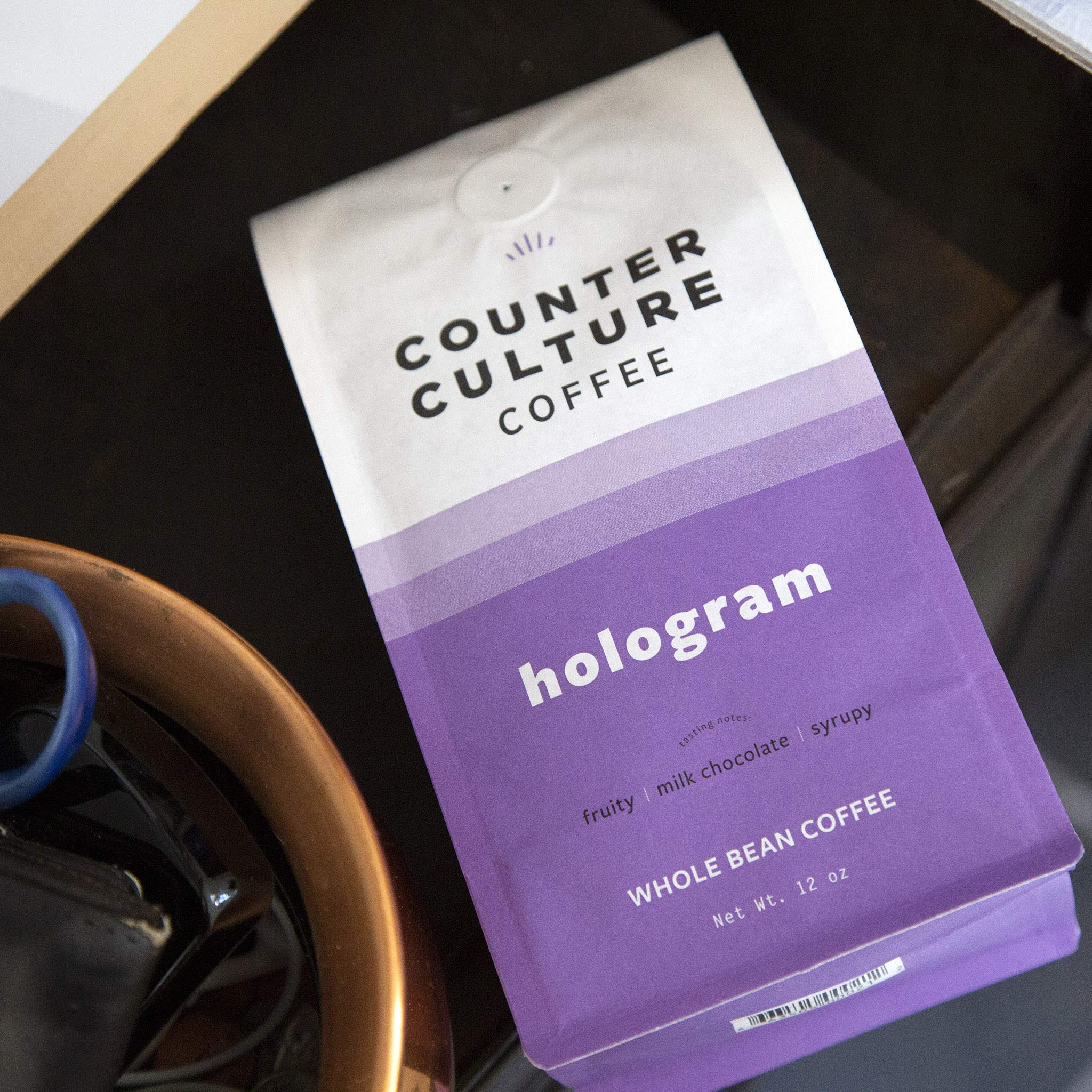 Counter Culture Coffee hologram bag designed to keep freshness at home