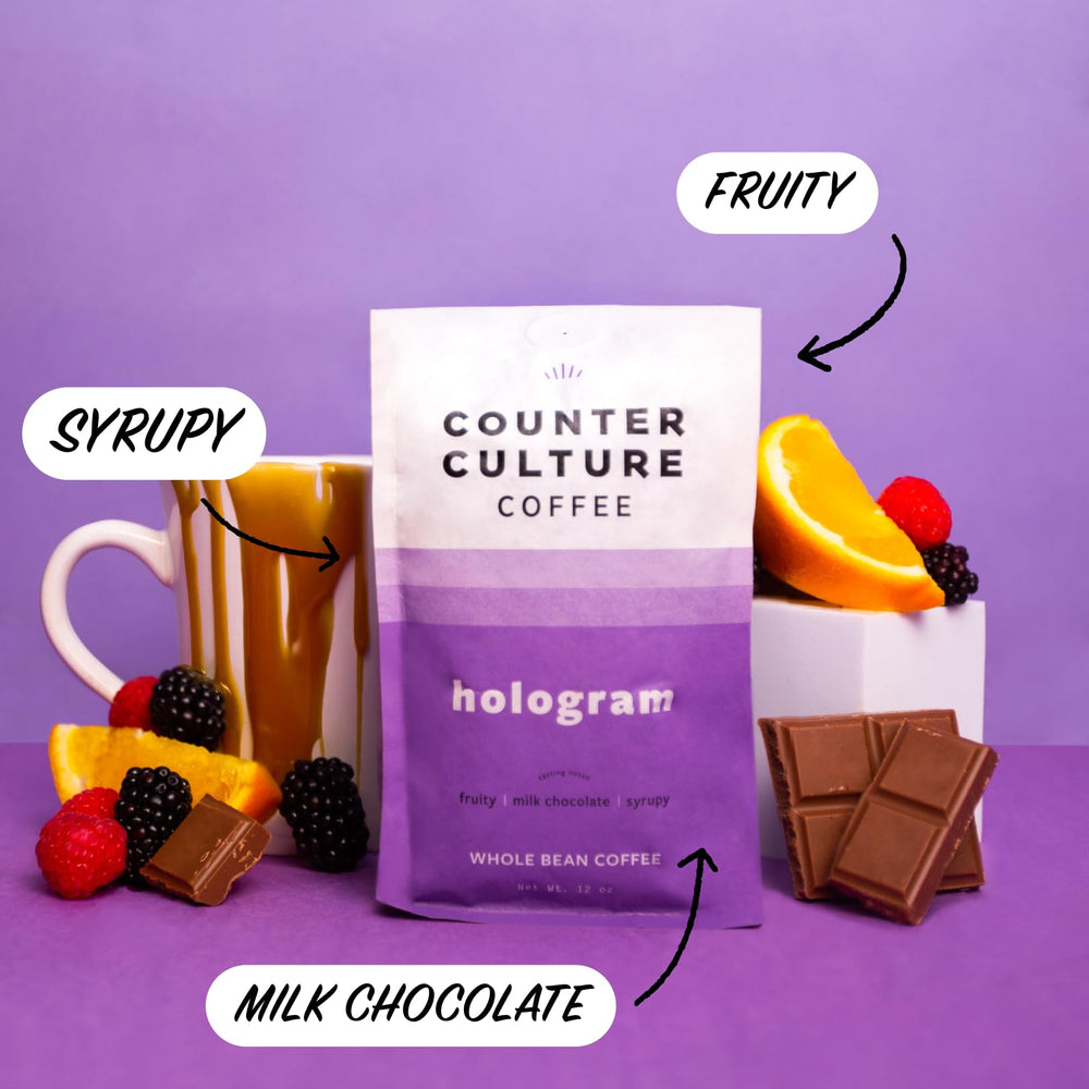 Counter Culture Coffee Hologram label Kosher certification on premium whole bean bag