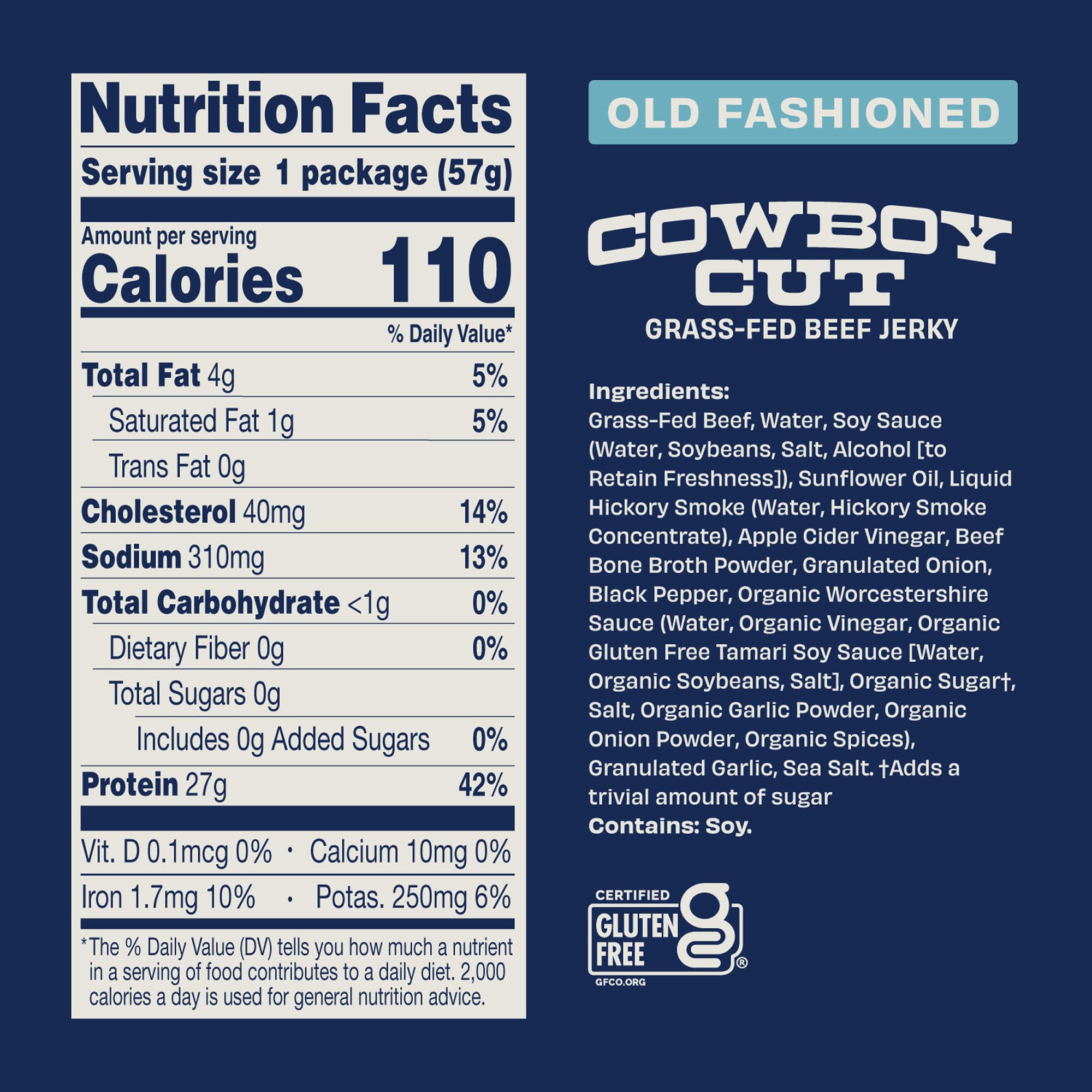 Country Archer Classic jerky 2oz pack back view with nutrition details