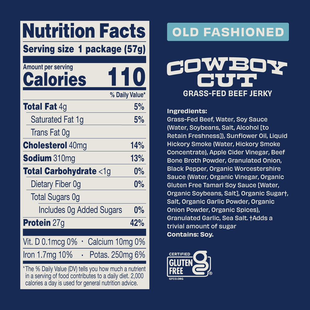 Country Archer Classic jerky 2oz pack back view with nutrition details
