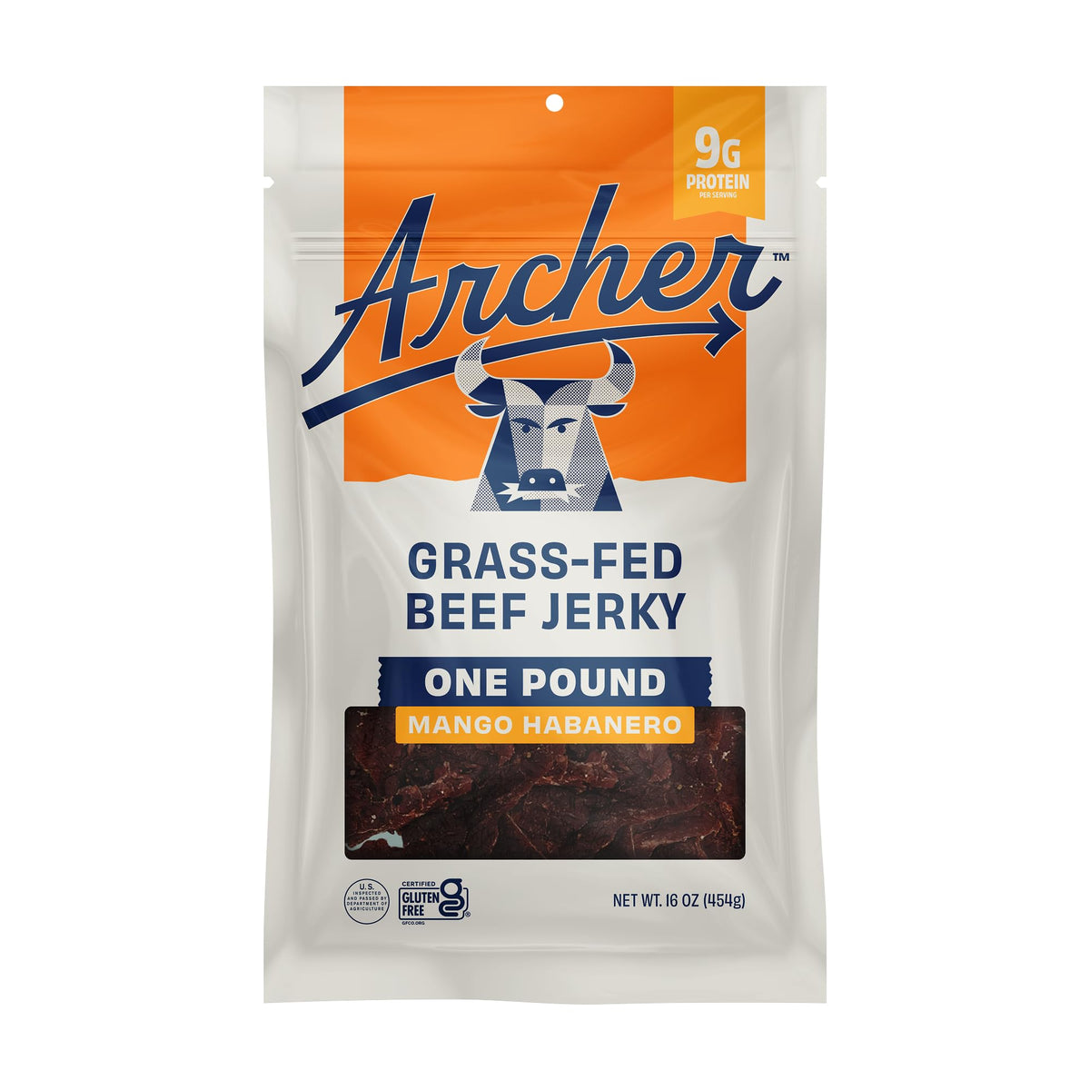 Country Archer Mango Habanero beef jerky pack shot highlights a protein-rich snack.