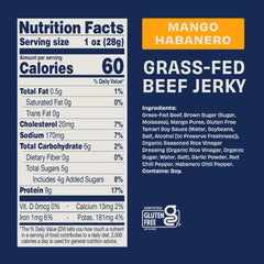 Country Archer Mango Habanero jerky close-up showcases bold flavor and natural ingredients.