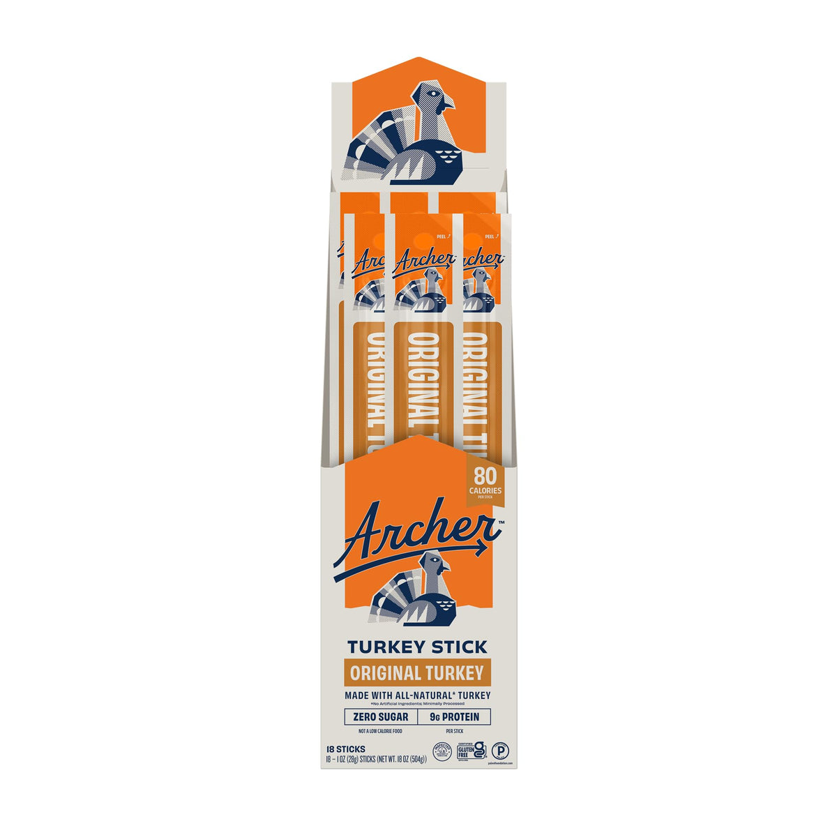 Country Archer Turkey Jerky Sticks original pack, convenient on-the-go snack.