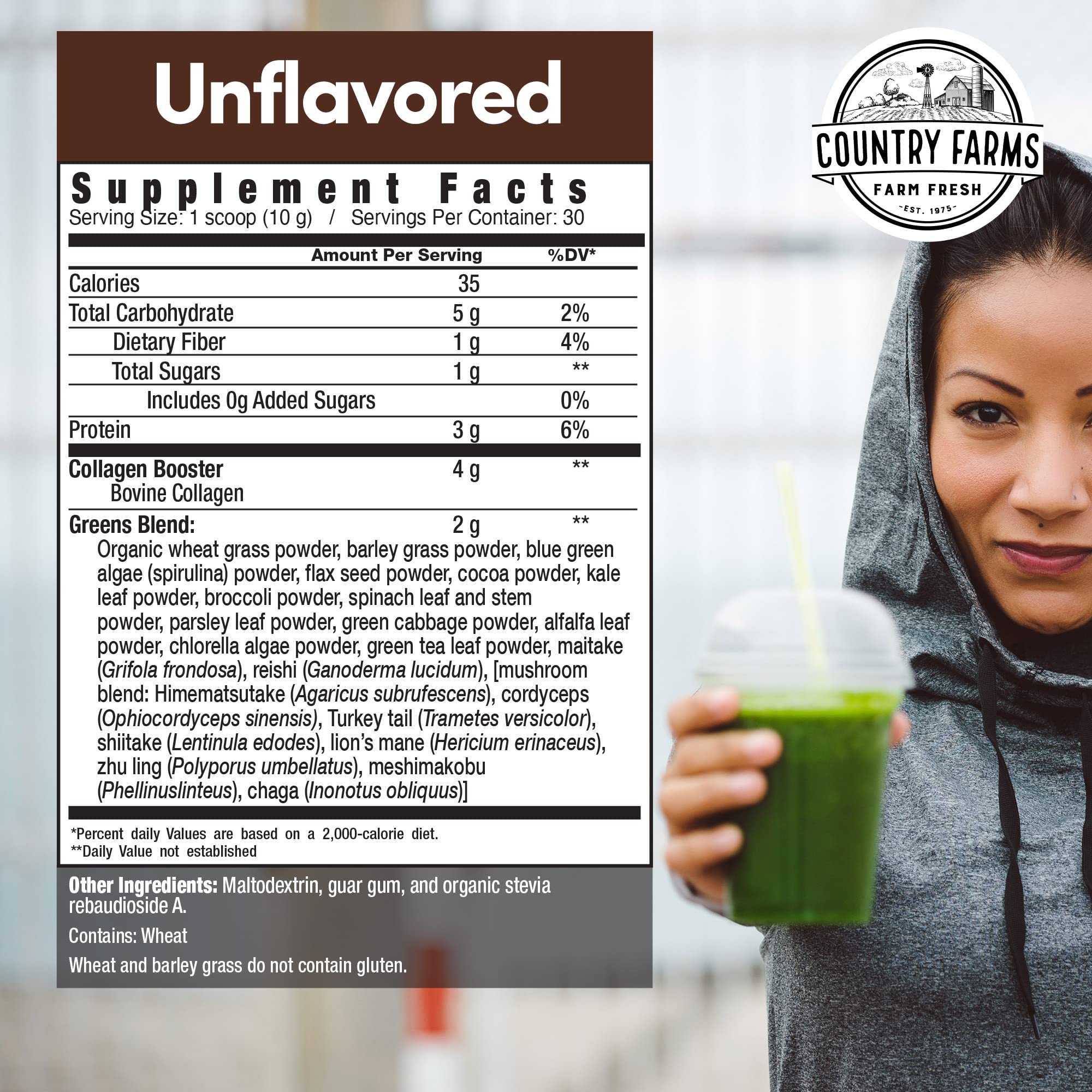 Country Farms Collagen + Greens scoop added to coffee for a quick nutrition boost