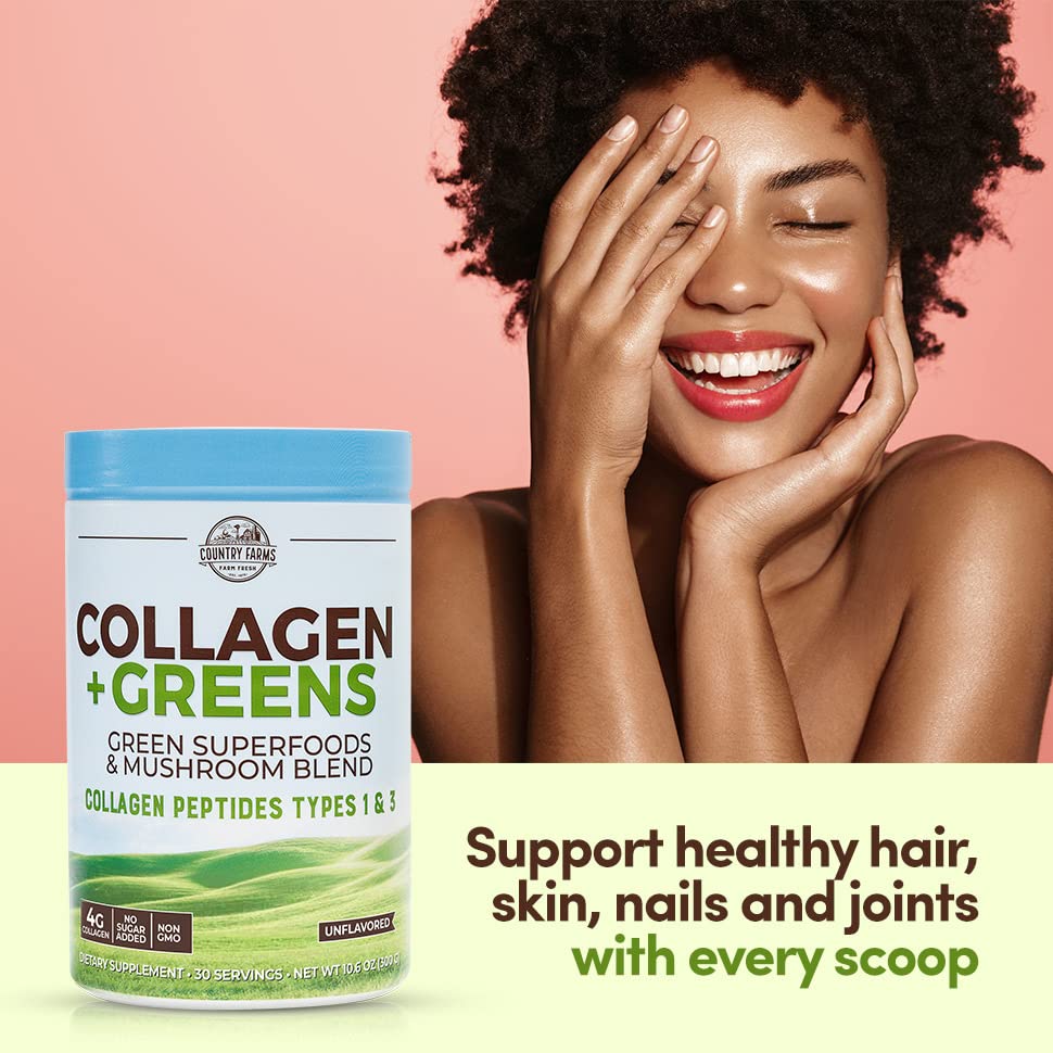 Country Farms Collagen + Greens shaker with powder mix for on-the-go nutrition