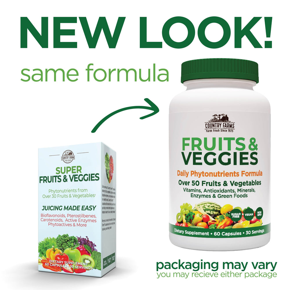 Country Farms label close-up highlighting whole-food sources and phytonutrients.