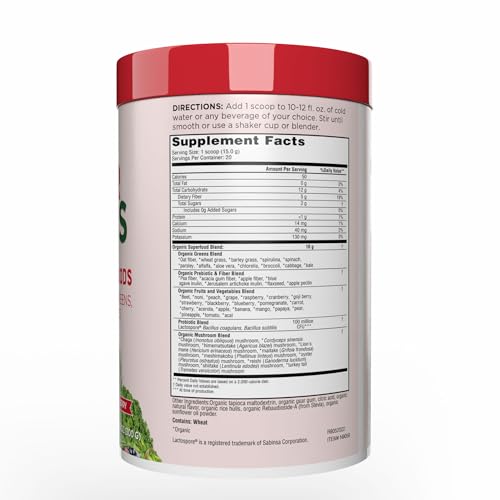 Country Farms Organic Super Greens Berry Flavor mixed with water shows a vibrant drink.