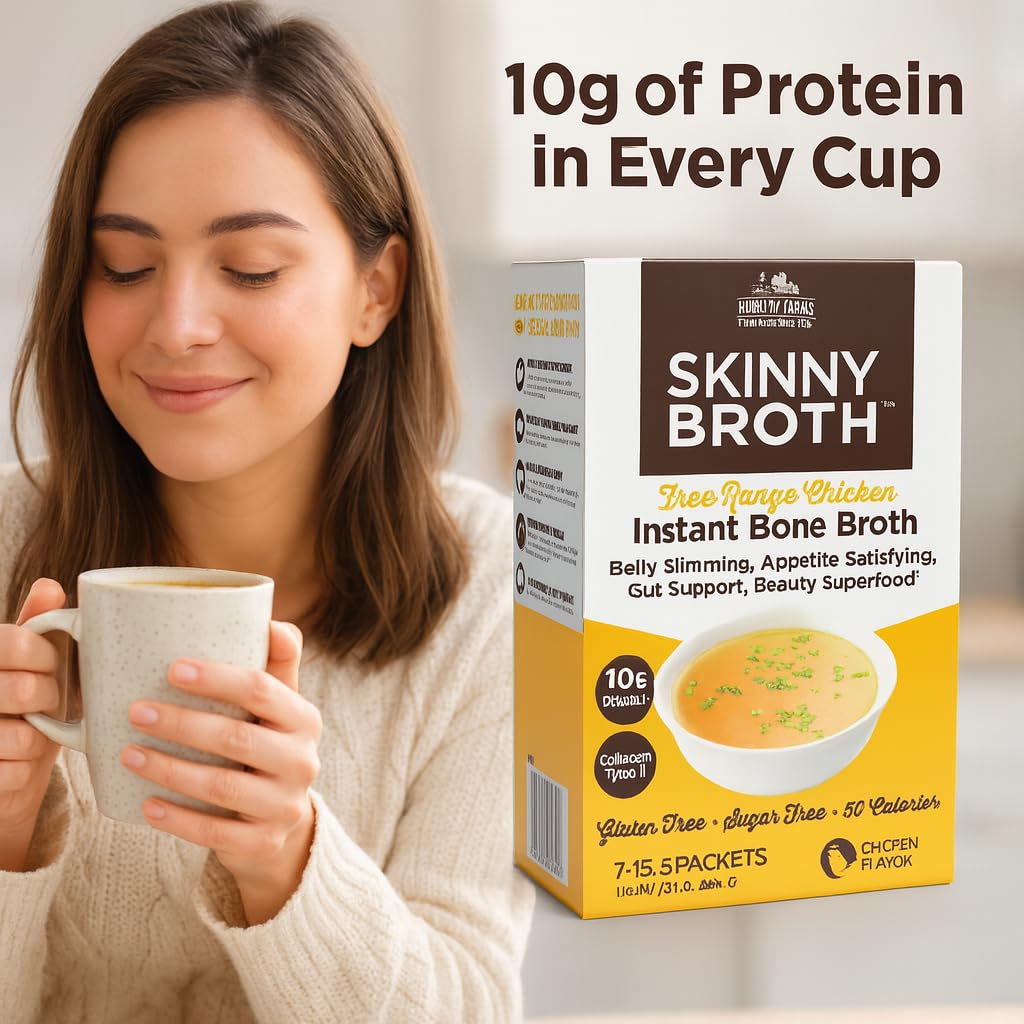 Country Farms Skinny Broth digestive-illustration suggests gut support with easy mixing.
