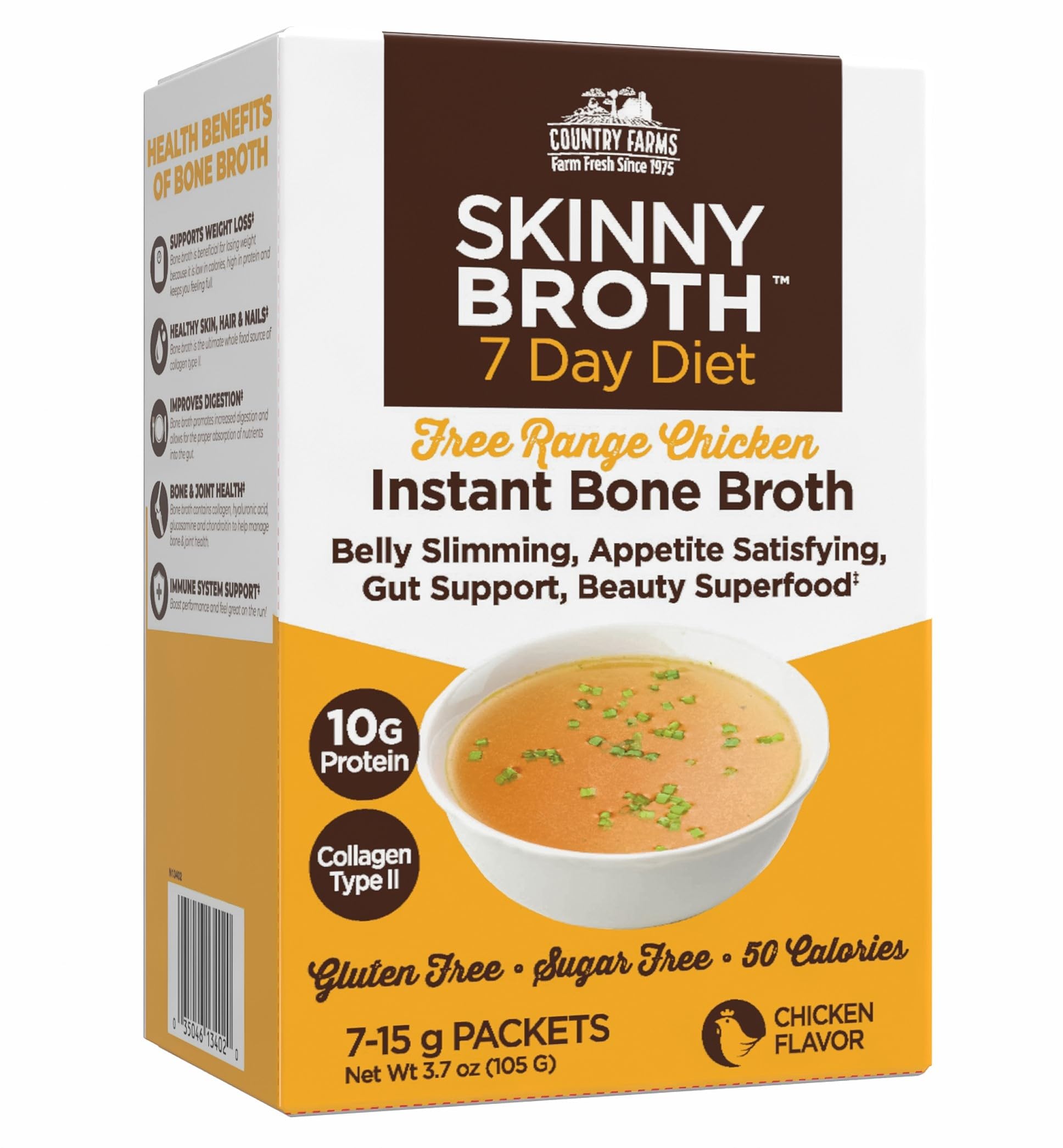 Country Farms Skinny Broth pour into a mug for a comforting protein boost.