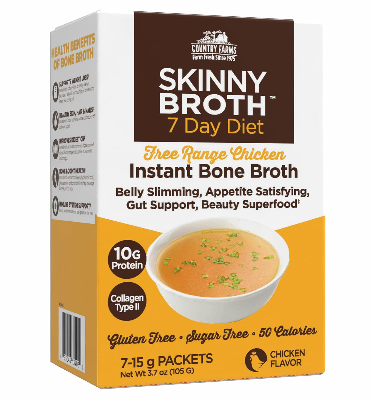 Country Farms Skinny Broth pour into a mug for a comforting protein boost.