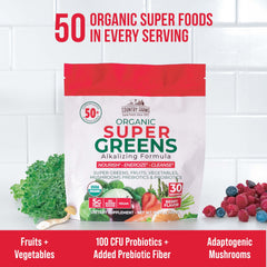 Country Farms Super Greens Berry measuring scoop suggests simple daily use.