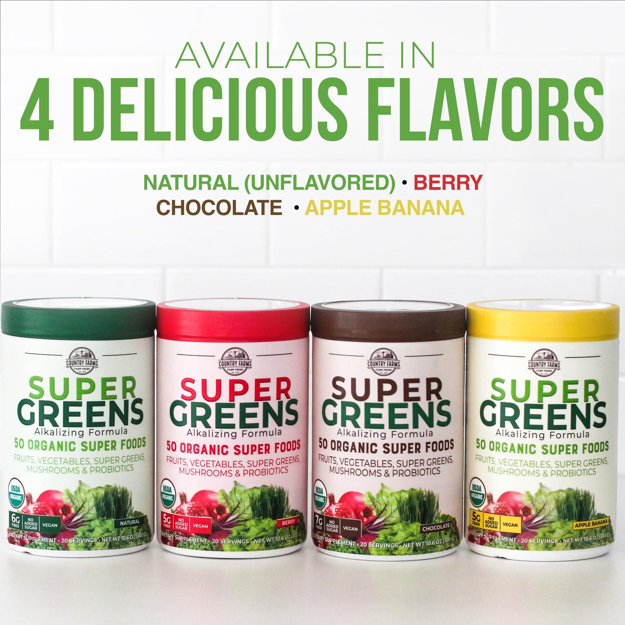 Country Farms Super Greens Chocolate digestive probiotic blend highlighted for gut-friendly nourishment