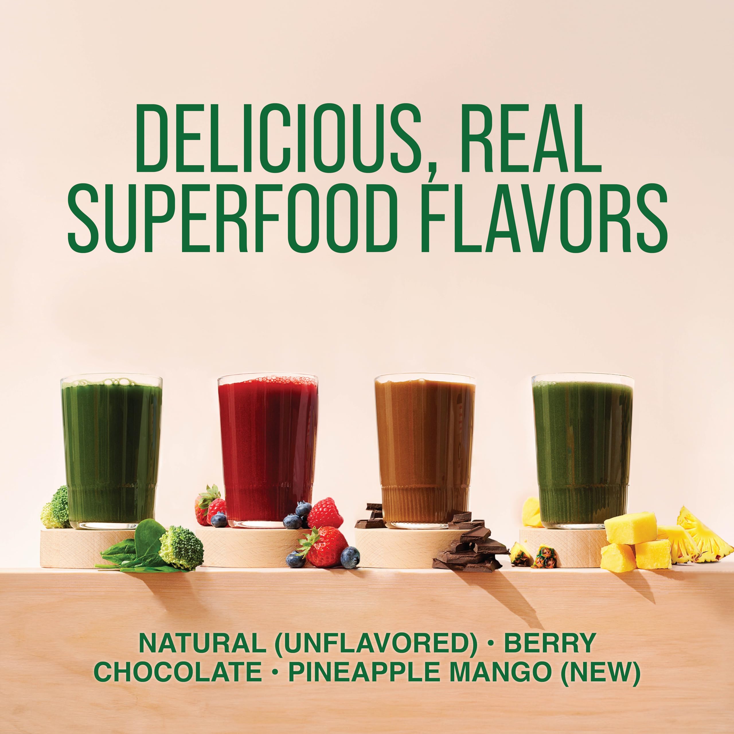 Country Farms Super Greens Chocolate with fiber and probiotics may boost energy and digestion
