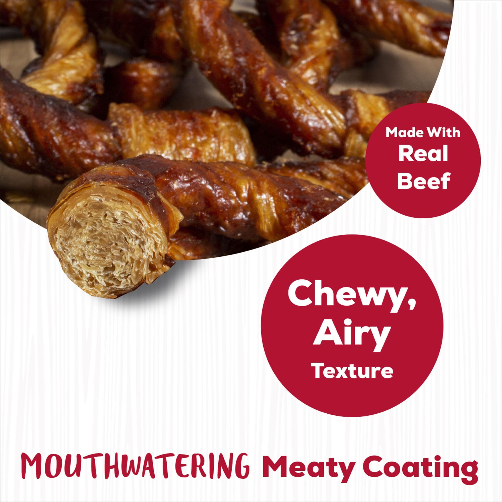 Country Kitchen Beef Rings texture closeup—chewy, airy chew with meaty coating.