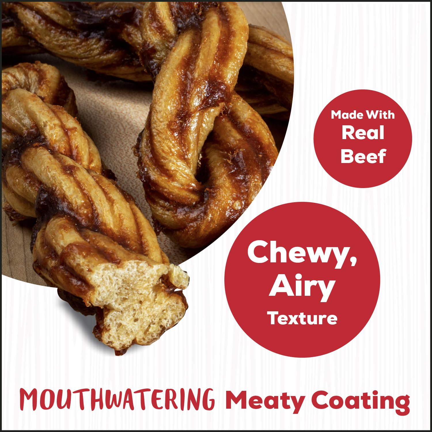 Country Kitchen chewy airy texture twists being chewed by a dog.
