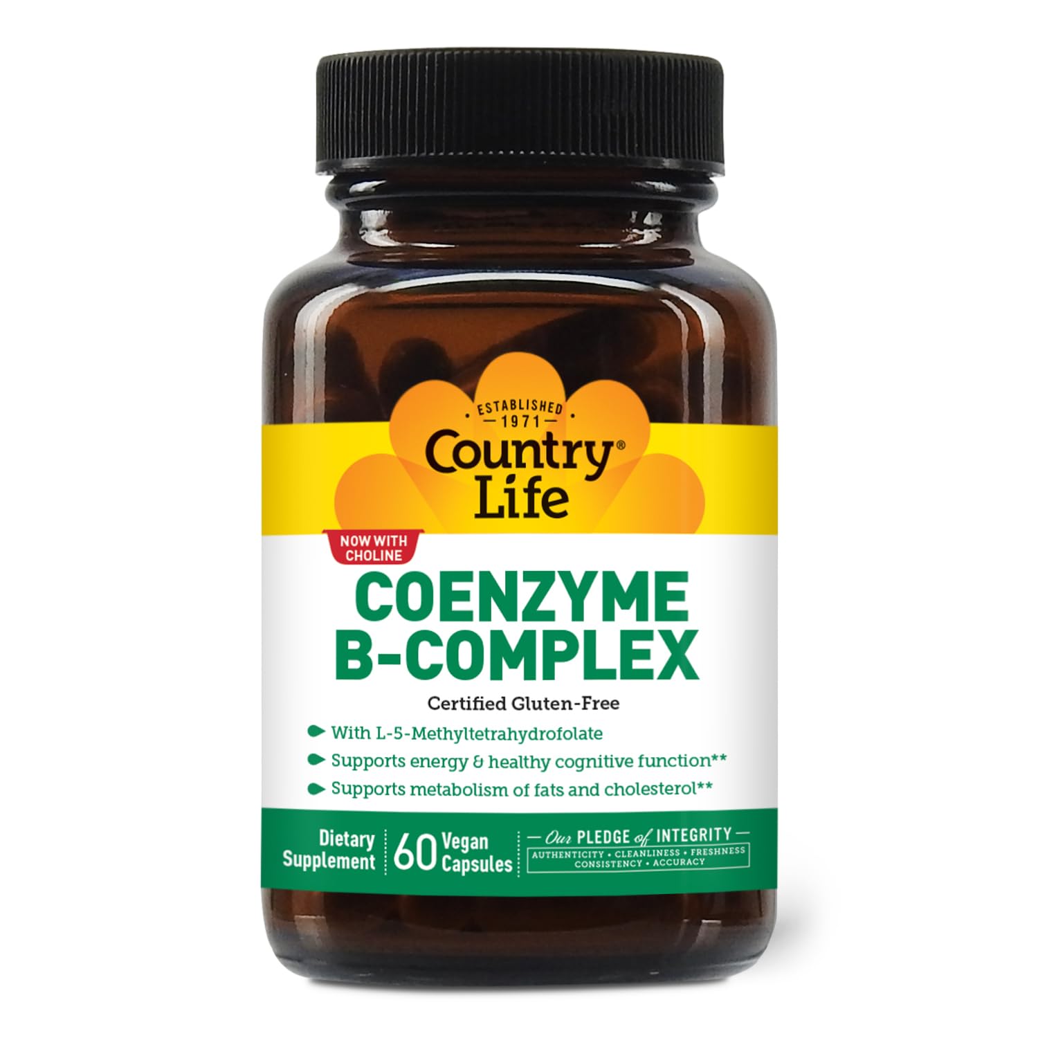 Country Life Coenzyme B-Complex bottle front promotes daily energy support