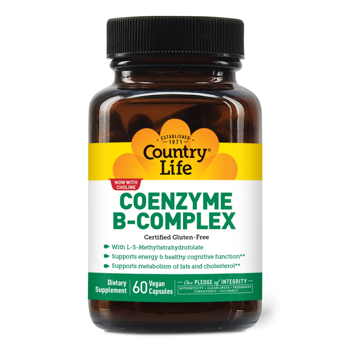 Country Life Coenzyme B-Complex bottle front promotes daily energy support