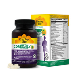 Country Life CORE Daily-1 for Women 50+ bottle shown for easy daily nutrition