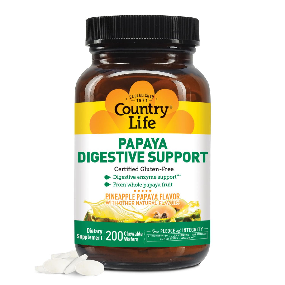 Country Life Papaya Digestive Support wafers after meals for better digestion