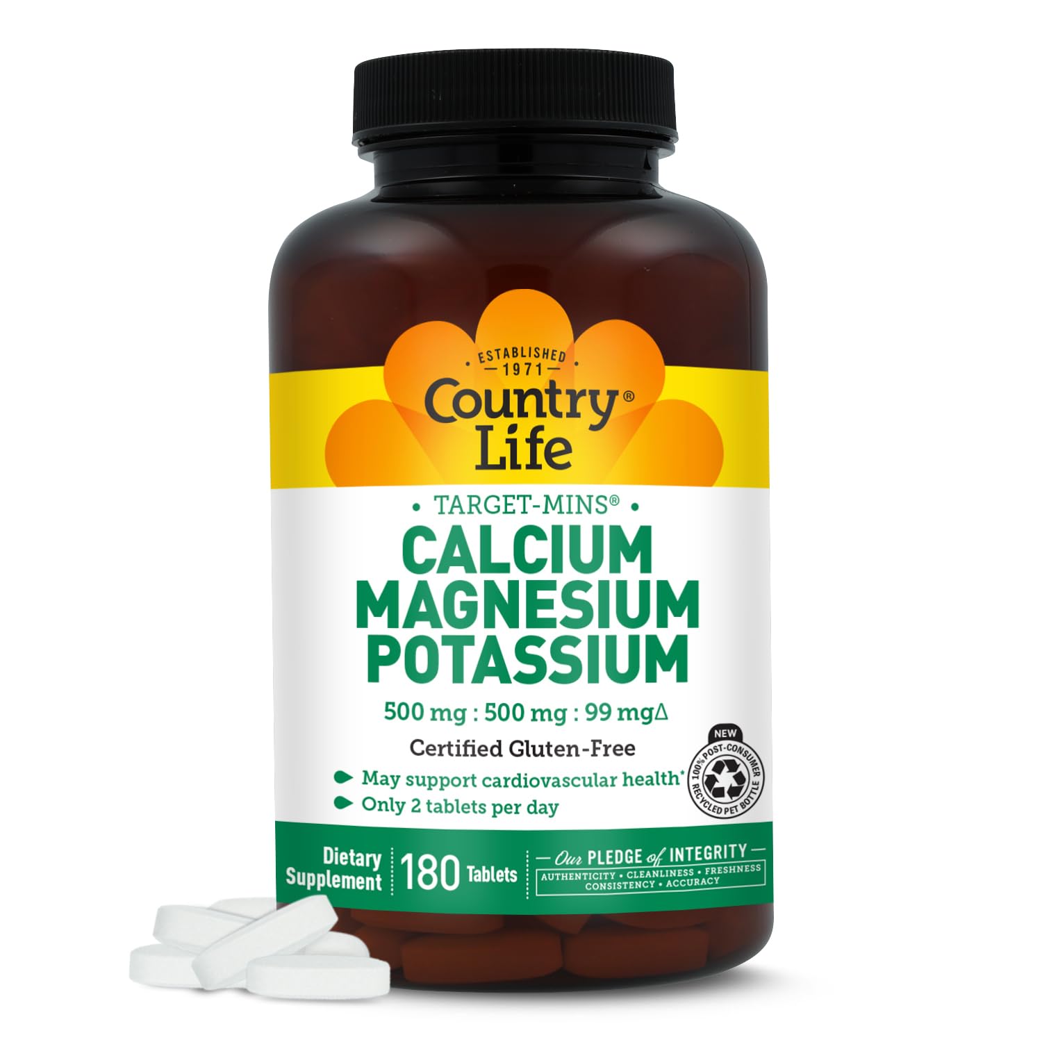 Country Life Target Mins Calcium bottle for daily bone support and mineral balance.