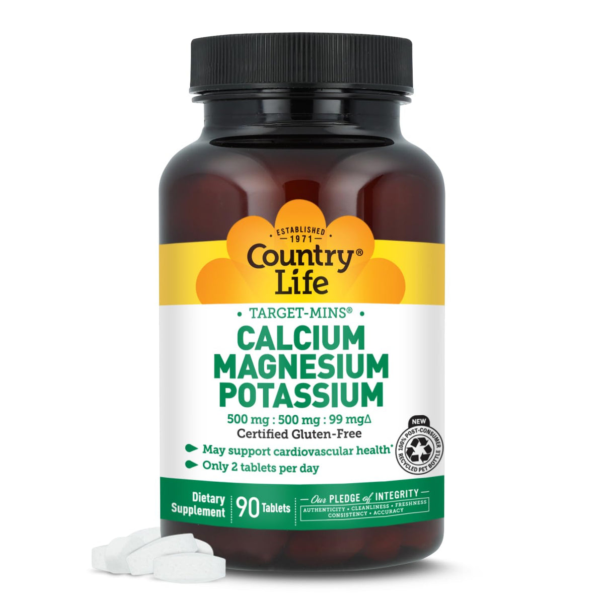 Country Life Target Mins bottle showing the calcium magnesium potassium blend for daily mineral support.