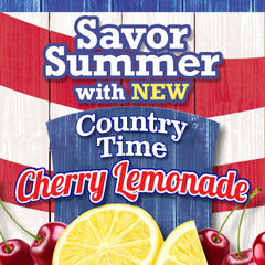 Country Time Cherry Lemonade glass with ice highlights cool, refreshing summer vibes