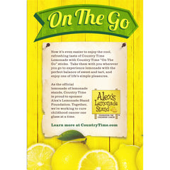 Country Time Lemonade Packet with water shows quick mix in a bottle.