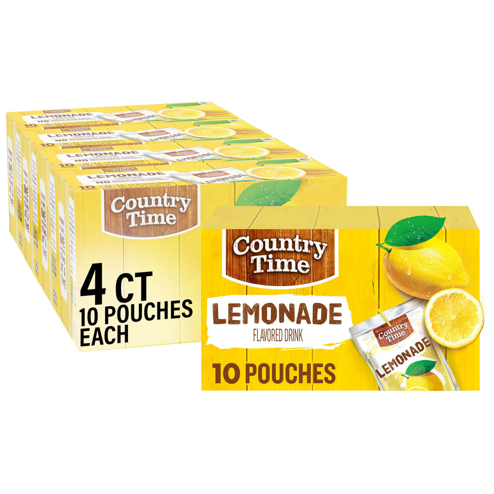 Country Time Lemonade Ready to Drink Pouches in a box, perfect for family gatherings.