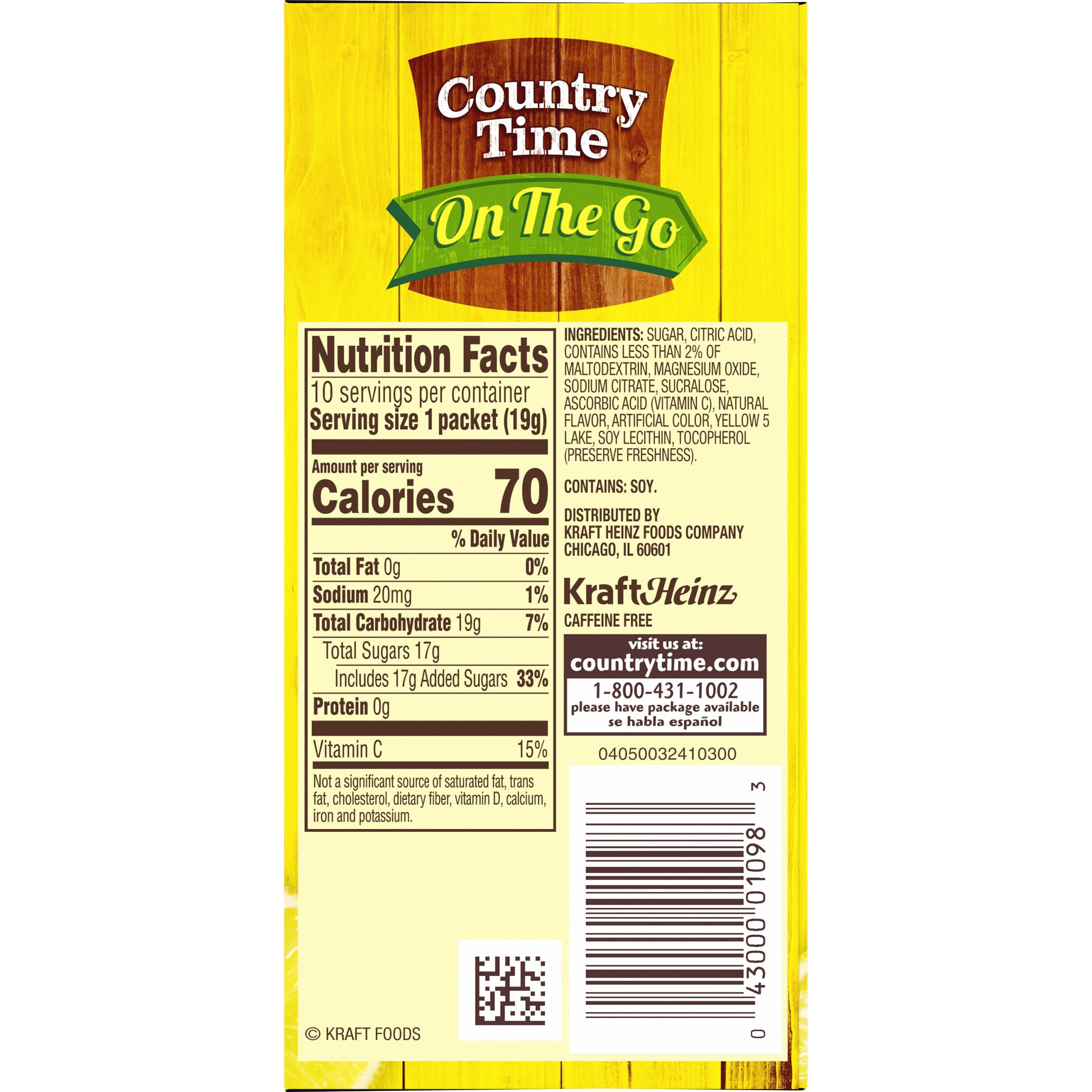 Country Time Six-box packaging stacked neatly for easy storage at home.